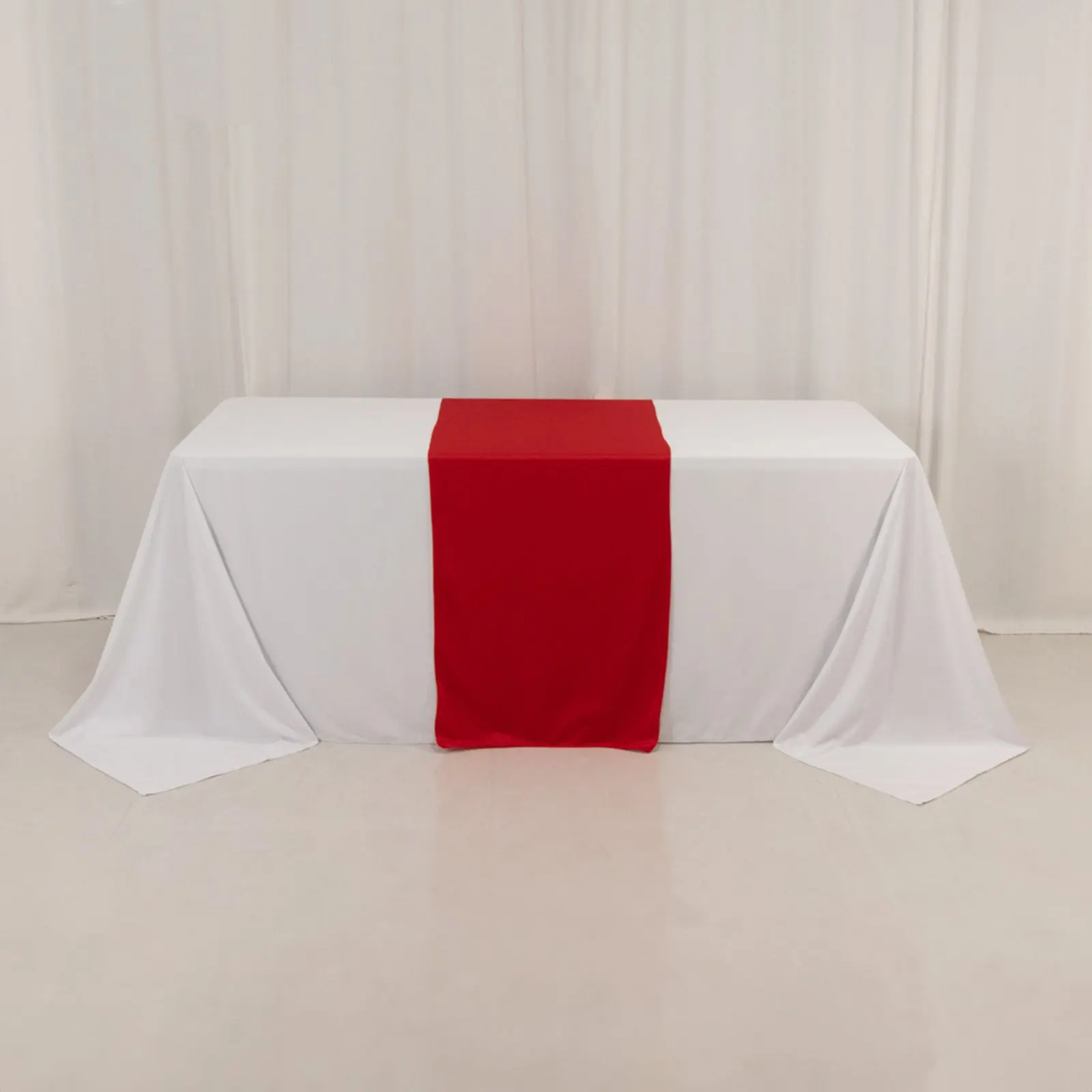 Wide Scuba Polyester Table Runner - 24"x72" Red, Wrinkle-Resistant Kitchen Linen for Table Setting, Events/Hotels, Banquet Halls