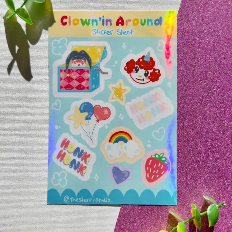 Clownin Around Holographic Clown Inspired Sticker Sheet