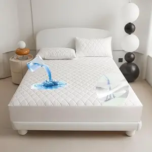 Waterproof Mattress Protector Set, Quilted Mattress Cover, 1 Count Fitted Sheet & 1/2 Counts Pillowcase without Filler, Bedding Supplies for Home Bedroom Hotel