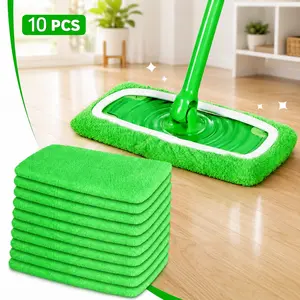 Reusable Microfiber Mop Pads Compatible with Swiffer Sweeper (10×4.5 Inch) - 4 Pack Dry Sweeping Cloths & Wet Mopping Cloths - Chenille Washable Wet Pads Refill for Mopping Floors (Mop is not Included)