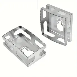 Square, 2 Pcs Stainless Square Rectangle, Socket Slot Cutter Carving One Step in Place for Oscillating Multi-Tools for Drywall, Plastic Metal, Wood (Rectangle + Square)