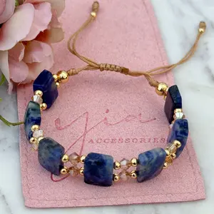 Sodalita Square Bracelet Trendy Jewellery Accessories Trendy Stack Bangle Adjustable Beaded Design Summer Dainty Jewelry