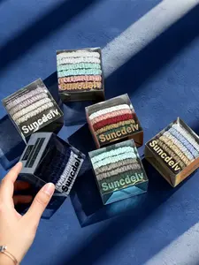 6a Grade 100% Mulberry Silk Hair Scrunchies, Anti-Breakage Hair Care, No Damage, Sleep Friendly, Soft Hair Ties Set of Six Pieces, Hair Accessories