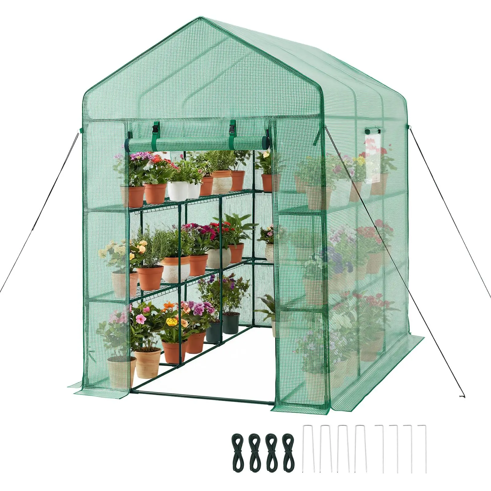 【SummerFinds】VEVOR Walk-in Green House, 54 x 81.1 x 77.2 in, Greenhouse with Shelves, High Strength PE Cover with Zipper Door and Steel Frame, Assembly in Minutes, Suitable for Planting and Storage