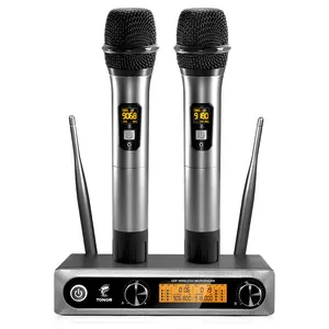 TONOR TW-820 Wireless Microphone System - Metal Dual UHF Cordless Microphones for Home Karaoke, DJ, Wedding, and More with Clear Sound Quality