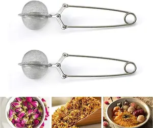 Snap Ball Tea Strainer 2 Pack Stainless Steel Tea Infuser Filter with Handle for Loose Leaf Tea, Spices, Seasonings