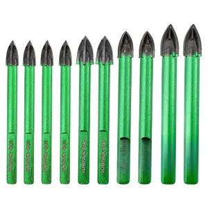 Masonry  Drill Bit - 10 count 1/4"-1/2" Concrete  Hole  Set for  Plastic Brick Ceramic Tile Etc, Core Drill Bit Carbide Tips Triangle Shank Fixed on Drills
