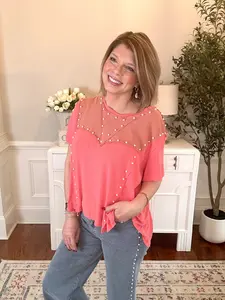 Pearl Crush Top | Coral - Product Name Provided Fabric Fit
