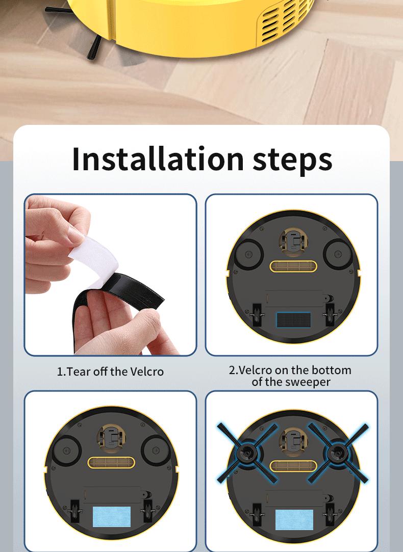 Robot Vacuum Cleaner Sweeping & Wet Mopping Floor Adsorbs Dust Desktop for Carpet, Pet Hair, Hard Floors, Home Cleaning