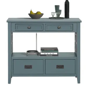 36'' Farmhouse Pine Wood Console Table Entry Sofa Table with 4 Drawers & 1 Storage Shelf for Entryway Living Room Bedroom Hallway Kitchen