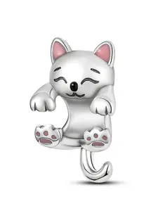 Cute Cat Hug Bead Charm, DIY Jewelry Making Supplies, DIY Project Supplies, Rhinestone Design, Casual Style, All Seasons, No Choking Hazard, Beading Making