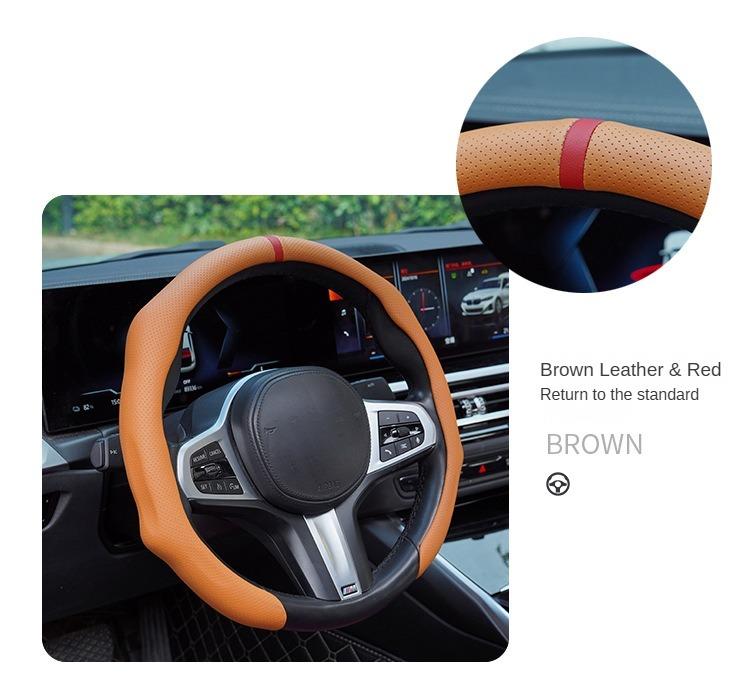 Ultra-Thin, Anti-Slip, Breathable, Quick Spin, All-Season, Nappa Leather Auto Interior Kit, Black with White Stitching