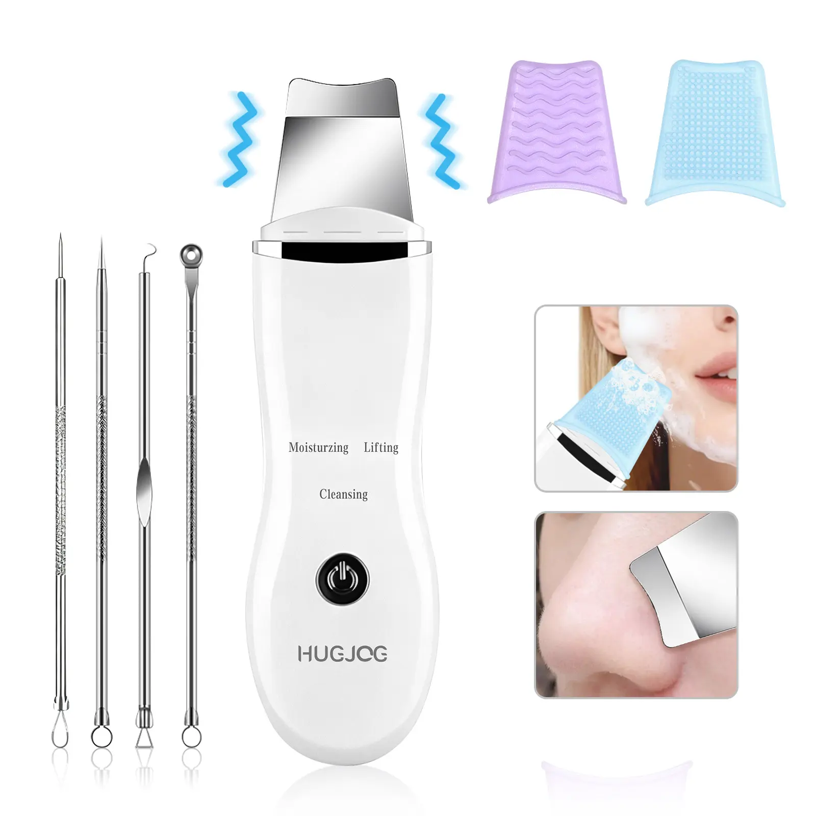 Electric Blackhead Remover Tools for Face & Nose with 3 Modes, Facial Cleansing Spatula, Silicone Face Scrubber, Pore Care & Gentle Daily Skin Care