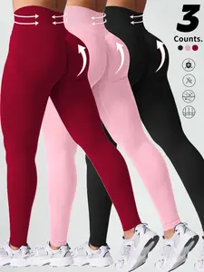 Women's High Waist Butt Lifting Yoga Pants, Seamless Knitted Comfort Fabric, Perfect for Gym Workouts and Daily Wear, Fashionable Sporty Tights