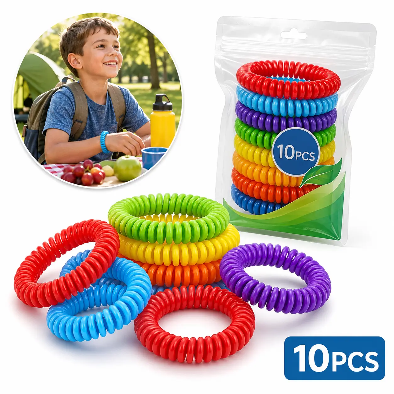Mosquito Repellent Wristbands Adjustable Lightweight Outdoor Bracelets for Camping Hiking Travel Patio Garden BBQ Beach and Summer Activities