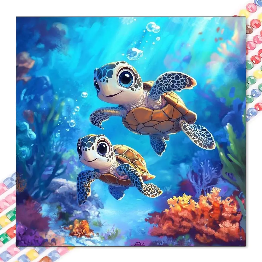 1 set of DIY diamond painting kit, 5D diamond art set, DIY decoration of sea turtles, ocean, coral mosaic, diamond art, DIY art home decor, Diamond Pattern Design