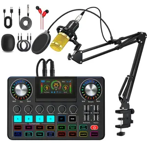 Professional digital mixer with multiple sound effects, 24 DSP reverb effects, 3-segment EQ adjustment, and OTG drive free plug and play, used for live mixing, KTV mixing, podcast recording, and live streaming media, Streaming Audio Mixer