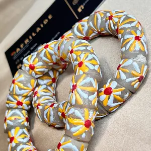 Dela Two Piece African Bead with Vibrant Floral Design and Colorful Accents