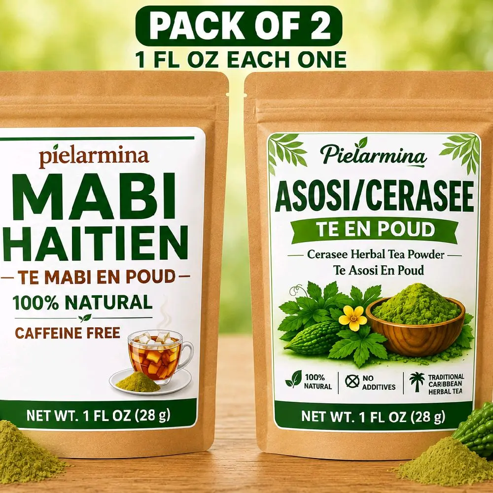 Pielarmina Natural Mabi and Cerasee Powdered Packets with Natural Herbs, 2-Pack, 1 FL oz Each, Room Temp Storage Compatible, Two Packs