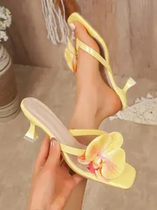 Women's Fashionable Flower Decorated Heeled Sandals, Elegant Open Toe High Heel Sandals for Party, Daily Clothing Decor for Women & Girls, Footwear