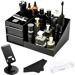 4-in-1 Cologne Organizer for Men With Drawer - 3-Tier Cologne Stand &  Shelf -  Bathroom Counter Organizer - Mens Dresser Top  Stand & Perfume Tray Storage
