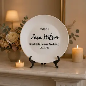Custom Engraved Ceramic Plate 2 Sizes Personalized Dinnerware for Weddings Housewarming Gifts Ideal for Special Occasions