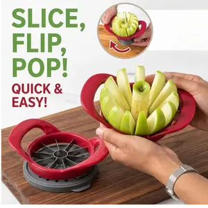 16-Slice Apple Slicer and Corer – Thin Apple Cutter with Protective Safety Cover, Dishwasher Safe, Stainless Steel Fruit Slicer, Easy-to-Use Kitchen Tool for Quick Apple Prep, Durable Safe Grip Handle, Home Kitchen Gadget for Fruit Prep Fruit Cutter Tool