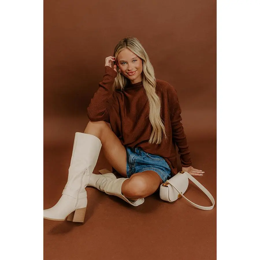 Simply Cozy Knit Sweater Top in Chocolate