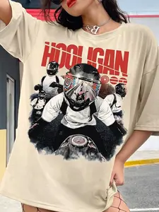 Unisex Oversized Retro Cargo Short-Sleeve Hooligan Rider Shirt - Bangtan Arirang Kpop Gang Cartoon Graphic Tee, Fan Gift