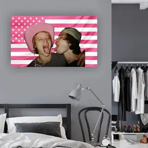 JJ and John B Flag | Outer Banks Pogues for Life Flag | OBX Bromance Tapestry | Best Friends Wall Decor | Rudy Pankow and Chase Stokes Flag