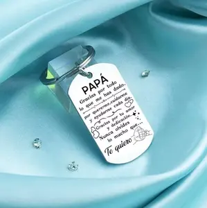 Father's Day Stainless Steel Keychain - A heartfelt gift for Dad, the perfect Christmas and birthday present. A creative rectangular keychain, ideal for decorating backpacks and bags, a holiday souvenir, and a party favor. symbolic design