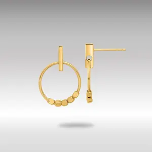 14K Gold Polished Circle Dangle Post Earrings - Model TF2315