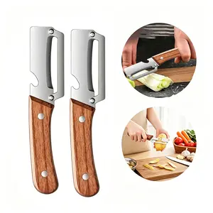2Pack-Premium-Grade Fruit & Vegetable Peeler| Sharp Stainless Steel Blade, Ergonomic Wooden Handle + Built-in Bottle Opener – Ideal for Daily Kitchen Use (Potatoes, Apples, Pumpkins & More)