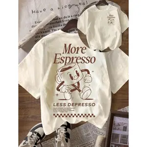 Vintage More Espresso Coffee Club Graphic Short Sleeve Round Neck Casual T-Shirt For Women Unisex