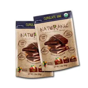 Naturanic Brazilian Dark Chocolate Bar Cupuaçu and Brazil nuts cream filling, Sugar Free, Keto Friendly, Vegan, All Natural, Organic, Non GMO, Gluten Free - Pack of 2