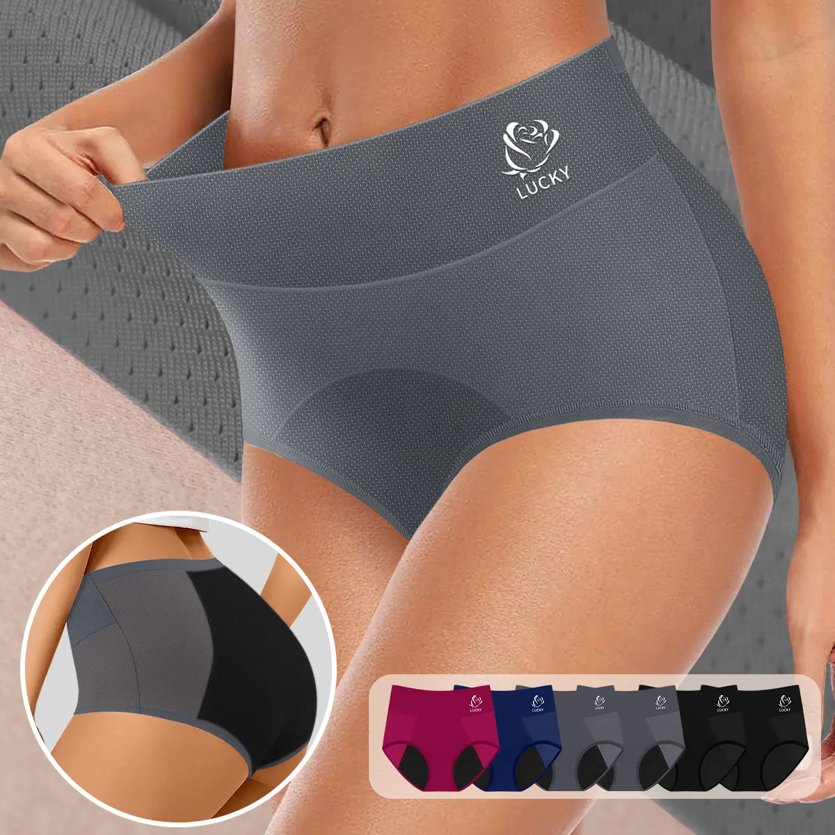 Morelect 4/6/8 Pcs Women's High-Waist Casual Period Panties - Mesh Fabric, Moisture Wicking, Soft, Lightweight, Leak Proof, Breathable, 4/6/8-Count Multi-Pack for Activewear & Rest, Non-Restrictive, Assorted Mixed Period Panties, Athletic