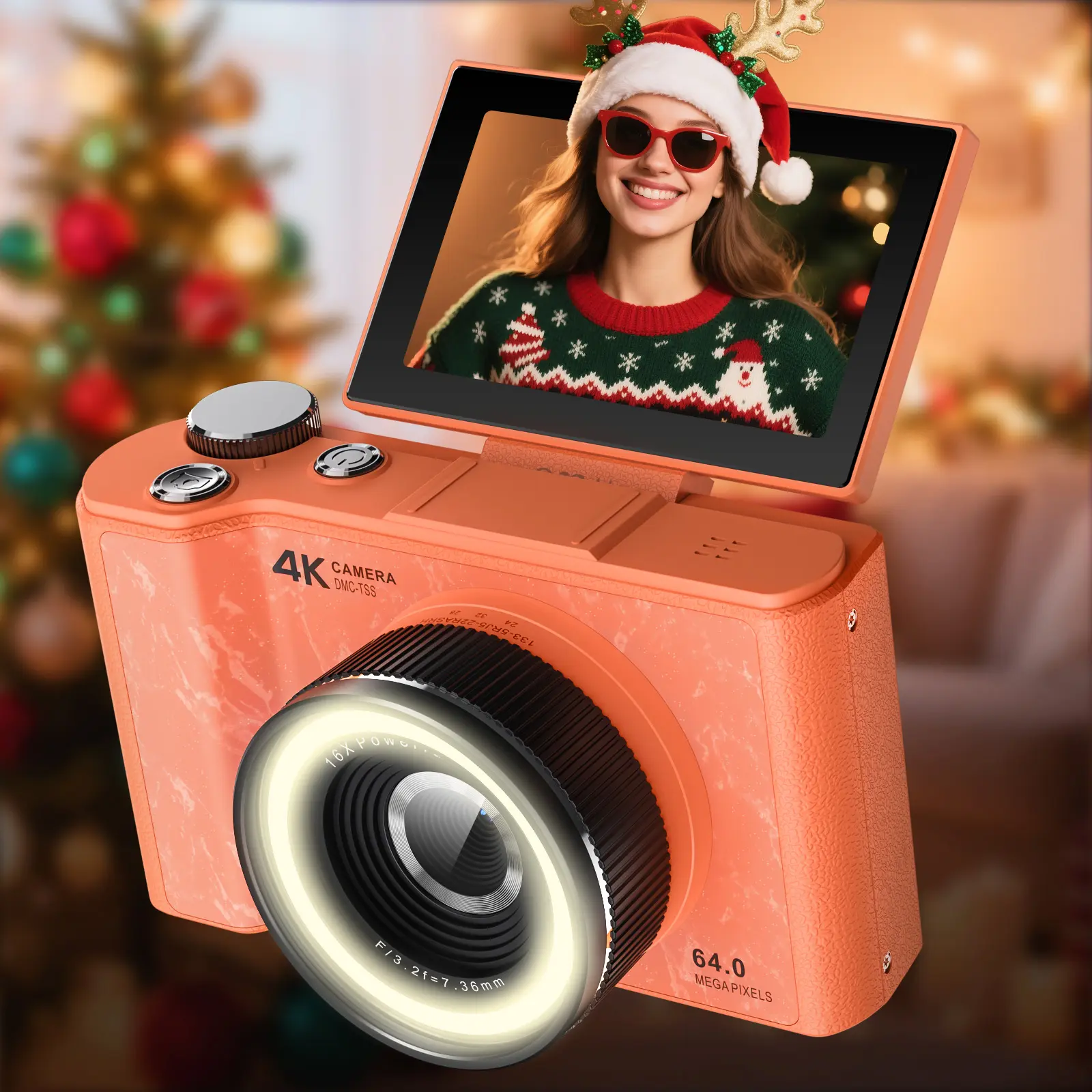 Vlogカメラ W&O CCD Camera 4K Digital Camera for Photography Auto-Focus 64MP