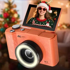 W&O CCD Camera 4K Digital Camera for Photography Auto-Focus 64MP Vlogging with 2.4 inch 180° Flip Screen 18X Digital Zoom 32GB Micro SD Card Perfect Gifts for Christmas Holiday