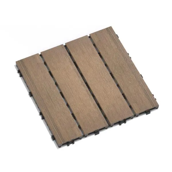 Patio Floor Tiles Pack of 11  WPC Wood-Plastic Composite Patio Deck Tiles DIY Interlocking Decking Tiles, Quick Deck Floor Tile, Court Tile, Water Resistant Indoor Outdoor -11.8" Oak