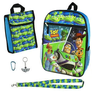Disney Toy Story Backpack 16" Buzz Woody and Friends 5 Piece Set Bookbag with Detachable Insulated Lunch Box