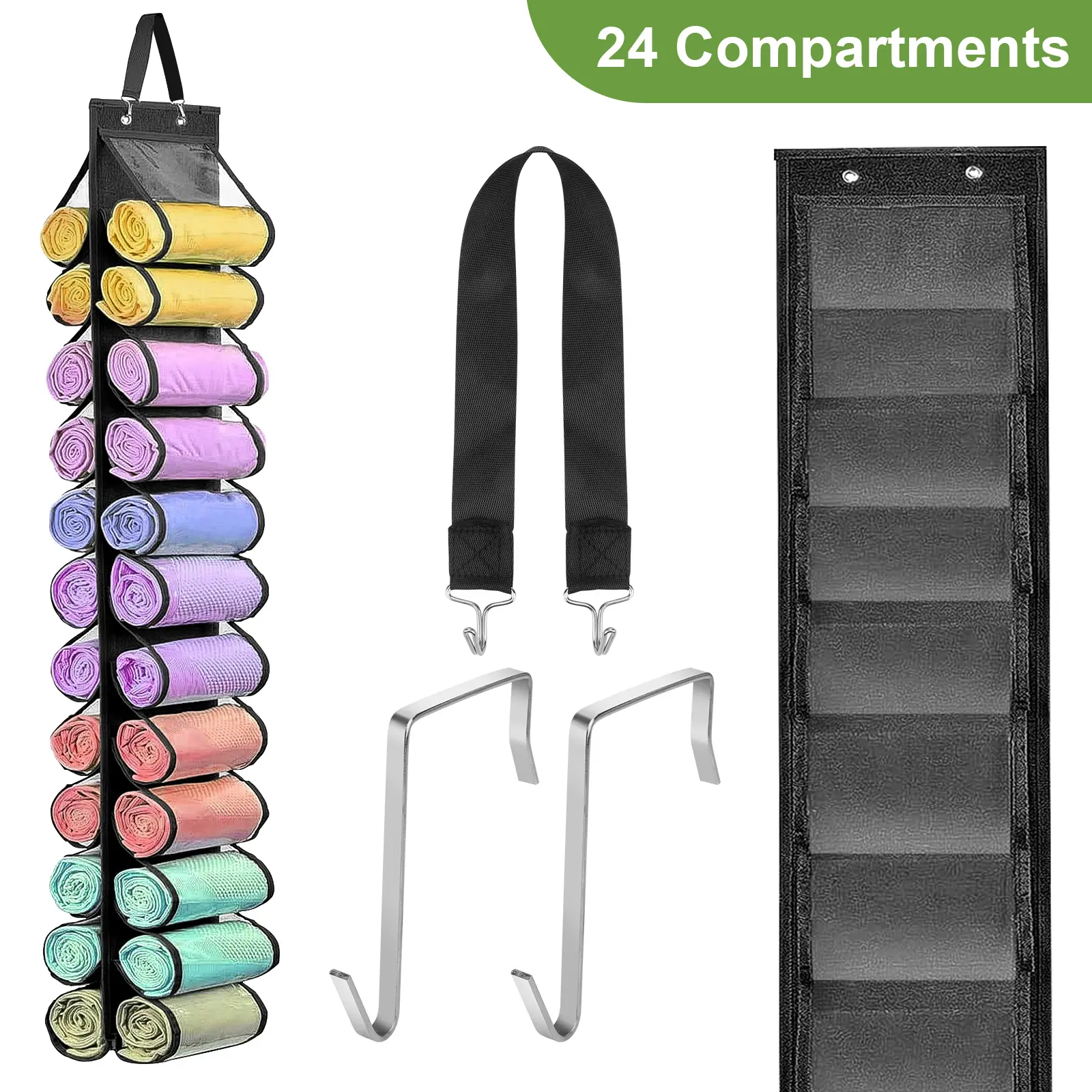 24 Grid Hanging Closet Organizer Bag - Double Sided Garment Bags, home Closet Legging Organizer Pockets,Over The door Storage Rack for Jeans,Socks, Pants