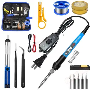 80W Adjustable Soldering Station - Digital Welding Gun with Desoldering Pump & 5 Solder Wire Types | LCD Display Heating Core Iron Tip High Power