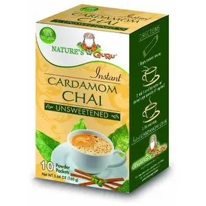 Nature's Guru Instant Cardamom Chai Tea Drink Mix Unsweetened 10 Count Single Serve On-the-Go Drink Packets