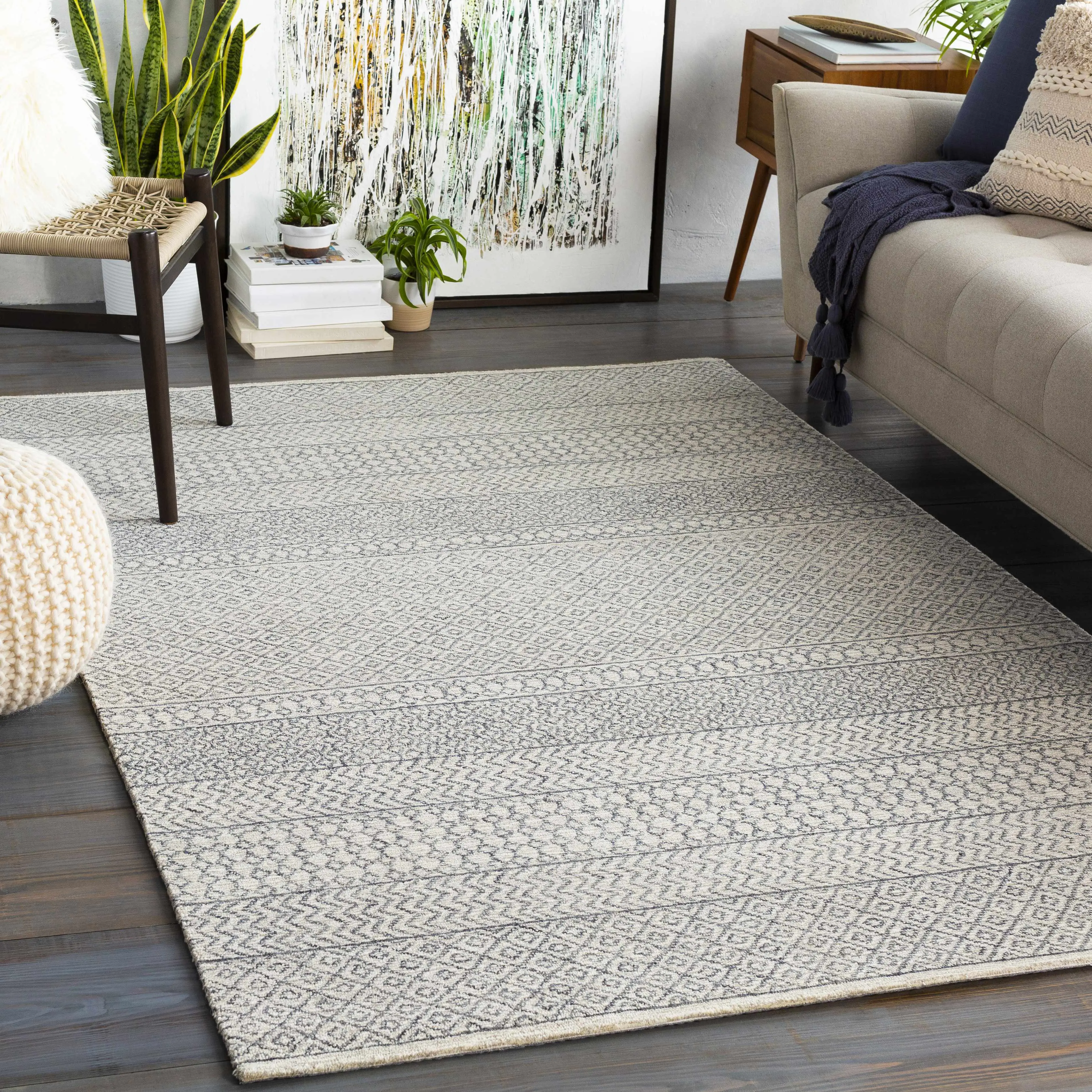 Dugway Tufted Moroccan Wool Area Rug, Boho Pattern Area Rug for Home Decor, Boho Pattern Area Rugs