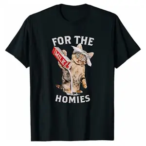 Cotton Short Sleeve Milk Cat For The Homies T-Shirt For Men Women