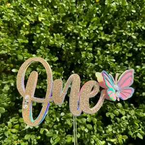 ONE Cake Topper with Butterfly for Cake Decor - Perfect for Cake Decoration - Butterflies