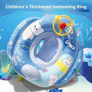 Cute Bear Kids Inflatable Pool Float with Steering Wheel, Toddler Swimming Float for Ages 3-8, Summer Outdoor Water Toy for Beach & Pool, Perfect Gift for Boys & Girls