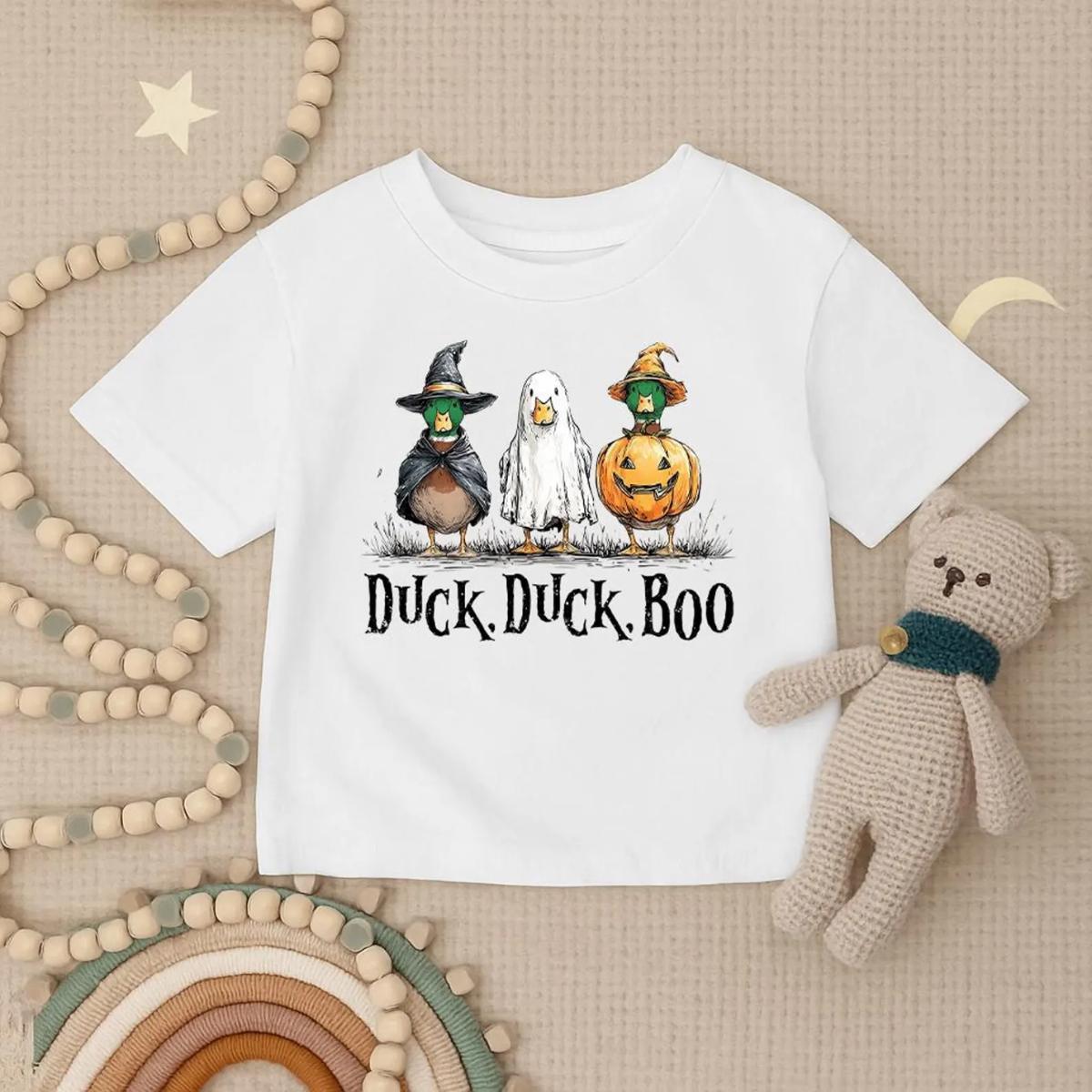 Duck Duck Boo Toddler Shirt, Funny Duck Infant kids Shirt, Halloween Duck Youth Tee, Cute Duck Kids Outfit, Halloween Gift, Fall Baby Costume Tee