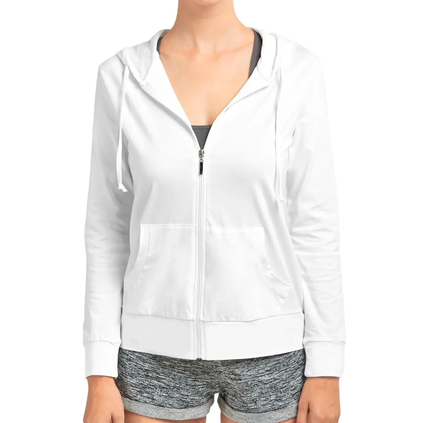Women’s Lightweight Cotton Hoodie with Packets Full Zip Up Blend Drawstring Regular & Plus Size Casual Zipper Hooded Sweatshirt Womenswear Activewear layering piece trending now clean look put together
