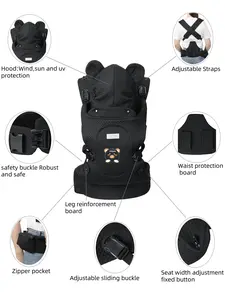 Lightweight Ergonomic Baby Carrier Sling - Reflective, Safe for Outdoor Parents, Suitable for 0-36M Baby Travel Gear